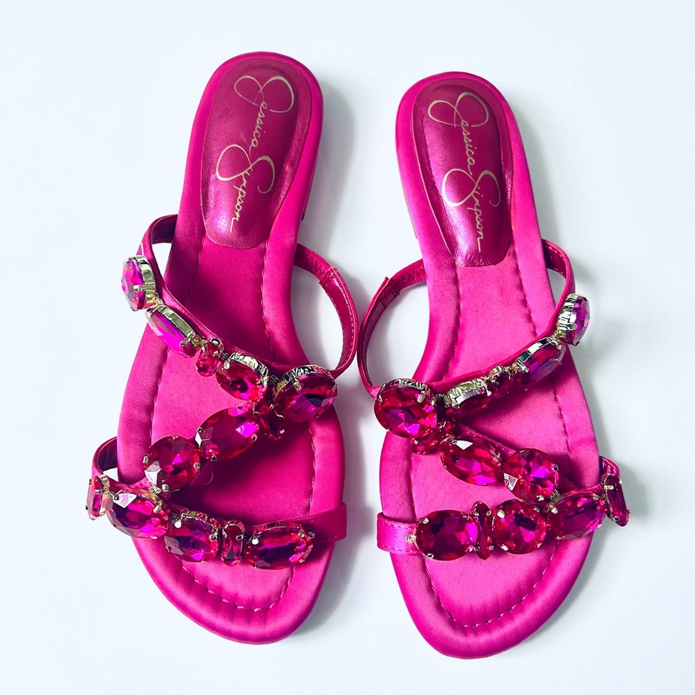 Jessica Simpson Fuchsia Gem Sandals | Avimma Flat Sandal in Brightest Pink
